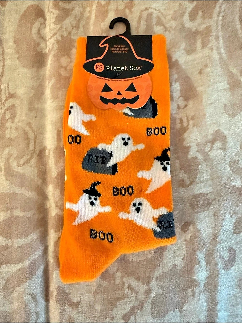 Planet Sox Halloween Ghost and Tombstone Crew Socks & Pumpkin Socks